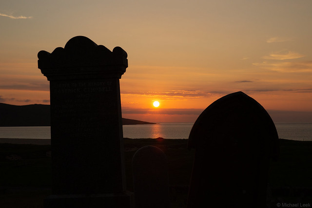 Sunset; Scarista cemetery, Isle of Harris, Outer Hebrides, Scotland