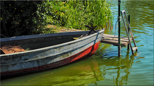 Fishing boat on Passader Lake in Holstein