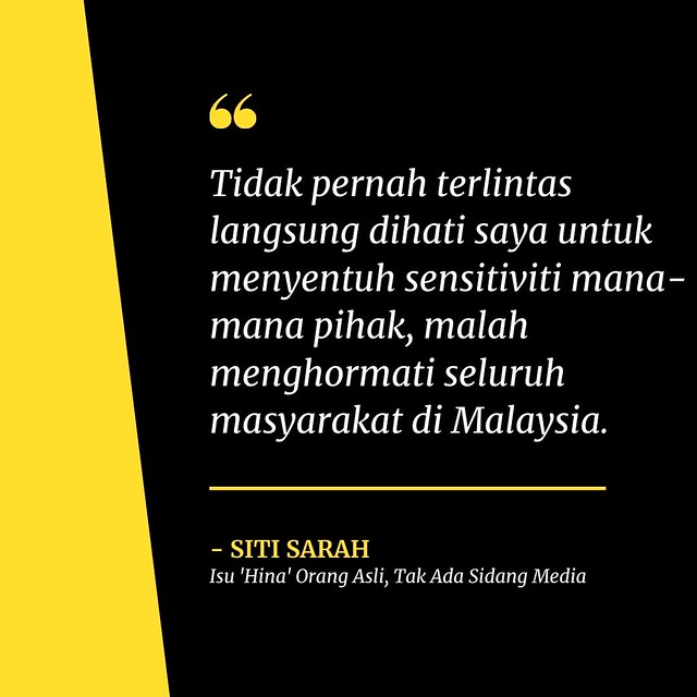Isu Hina Orang Asli, Siti Sarah Mohon Maaf Terlepas Kata