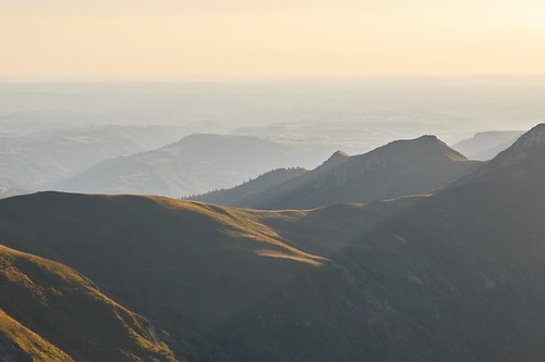 scenery sunset mountain cantal auvergne puymary
