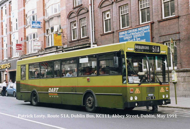 Route 51A, Cathal Brugha Street to Beaumont Hospital, Dublin Bus, KC111, May 1991
