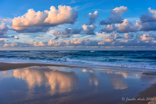 australia moffatbeach qld queensland sunshinecoast beach clouds coastal ocean reflection sky sunset water toowaycreek