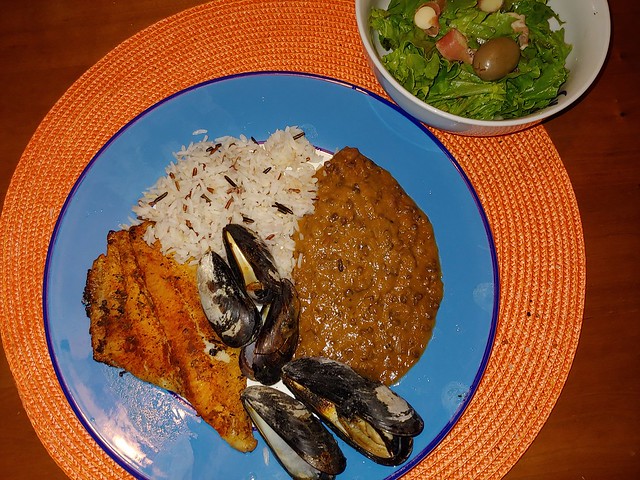 Grilled Blue Catfish and Mussels