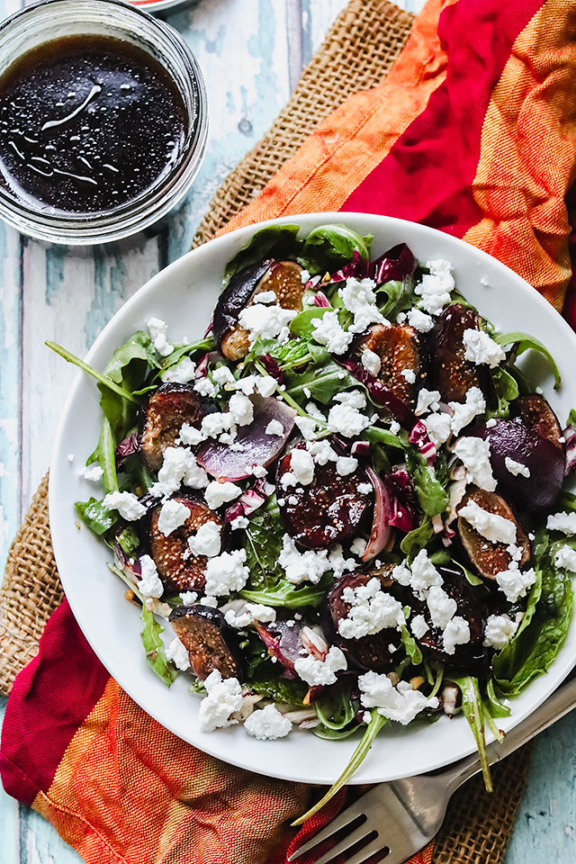 Roasted Fig and Onion Salad with Radicchio and Goat Cheese