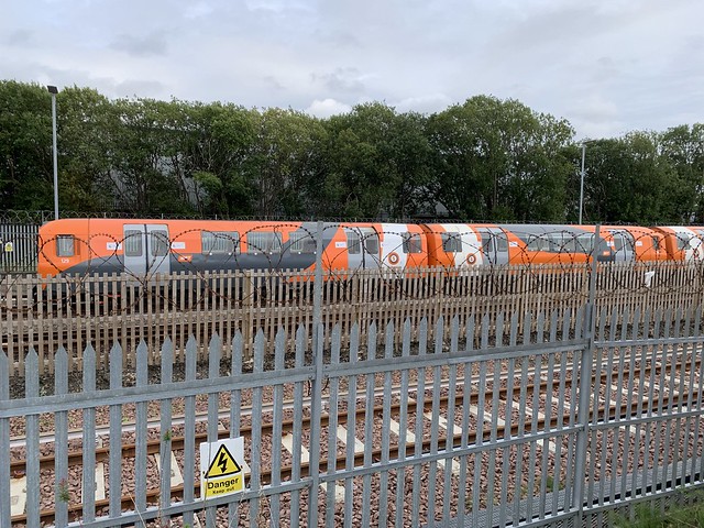Glasgow underground new train testing in Govan