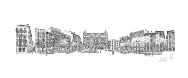 exhibition "Line and stain: urban scenes of Pamplona".