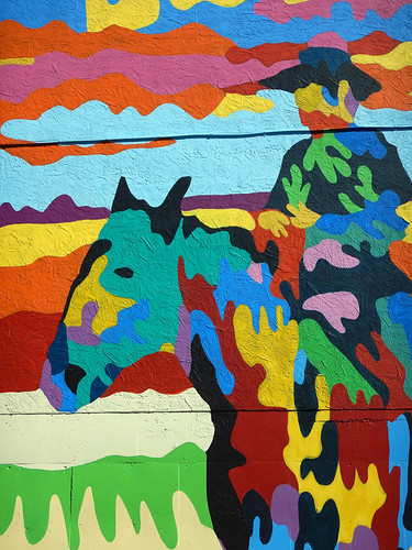 Bright cowboy mural seen on a walk around Main St. to check out the street art from the Vancouver Mural Fest