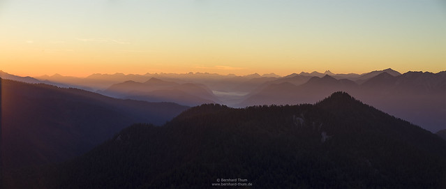 Dawn panorama over the bavarian pre-alps