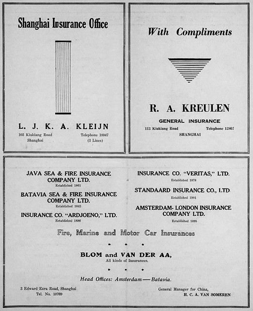 Advertisements The China Press, a.o. Kleijn, Kreulen, Blom and Van der Aa, Shanghai, 1938