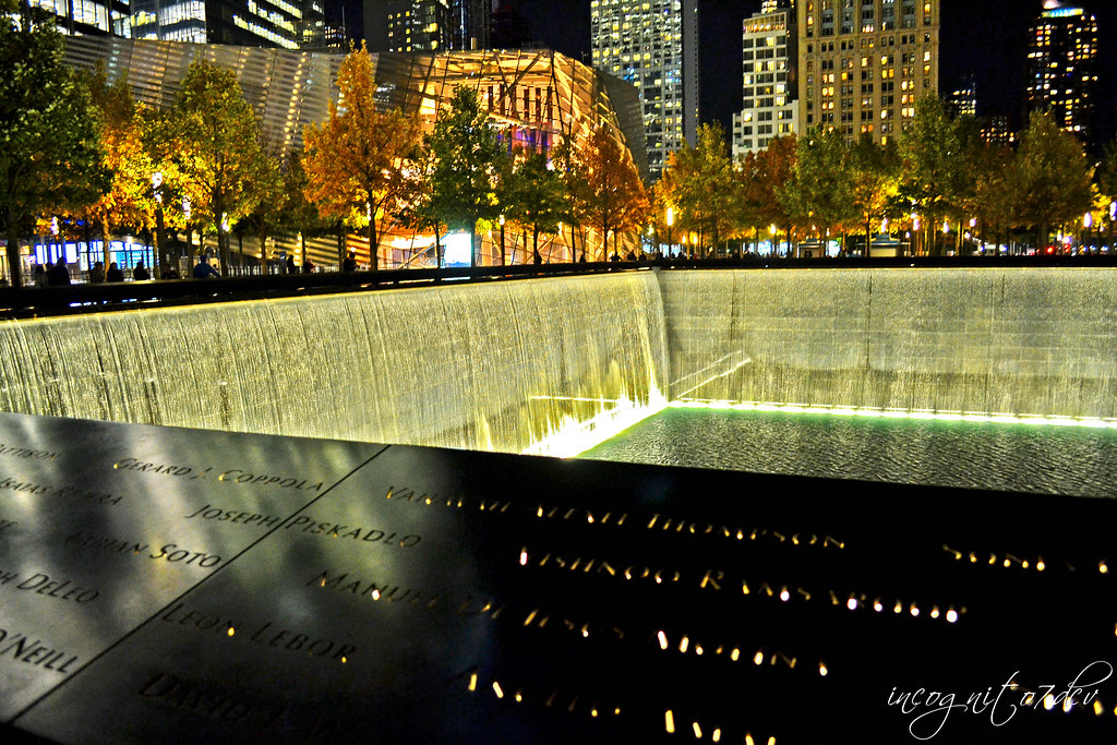 9/11 Memorial North Pool & Museum at Night WTC World Trade Center Lower Manhattan New York City NY P00648 DSC_4323