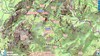 Carte IGN du ravin du Carciara avec les chemins du Carciara amont (HR22) et aval (HR21) et les traces des sections entretenues le 13/09/2020