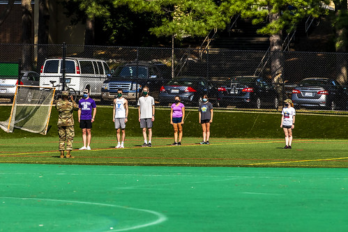W&M ROTC students begin their workout session at the Tribe Field Hockey Center.