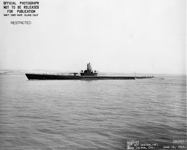 USS Seahorse (SS-304) (AGSS-304)  during sea trials off Mare Island Navy Yard on 16 June 1943.