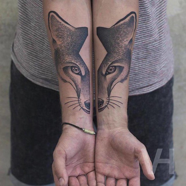 Beautiful Split Animal Hand Tattoo
