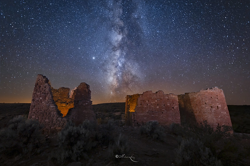 Native American Ruins Under The Night Sky