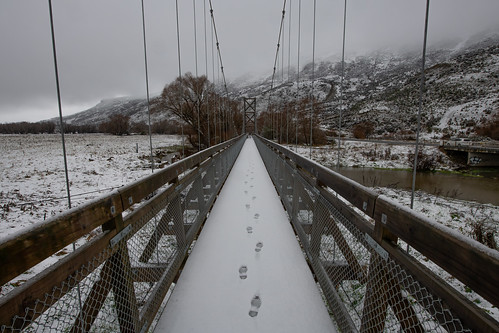 landscape bridge snow footprints cold southisland nikon suspension