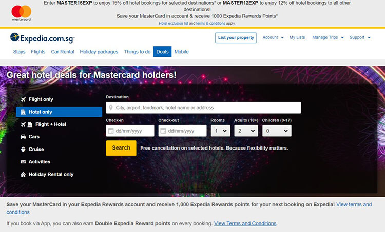 Expedia Staycation offer with shopback