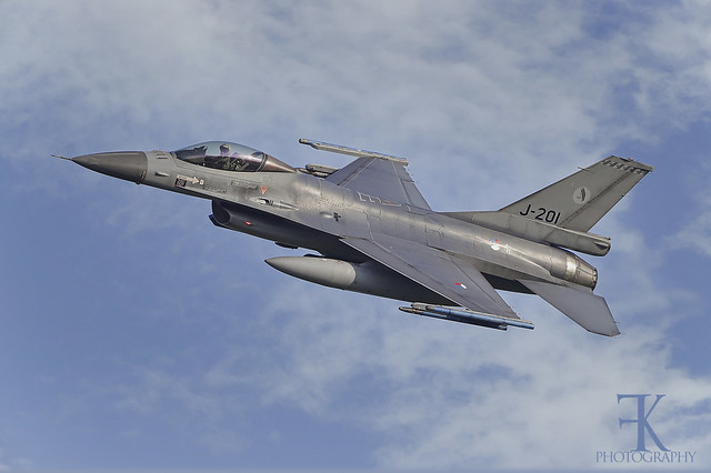 F-16AM Falcon RNLAF (J-201) take-off at Airbase Leeuwarden,Frisian Flag