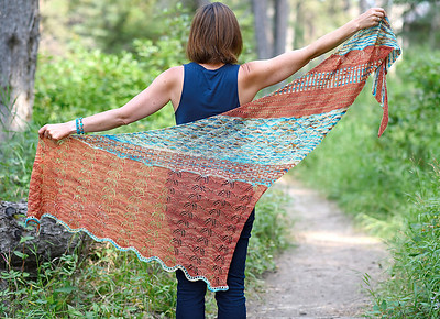 Monument Valley Shawl designed by Caroline Sommerfield of Ancient Arts Fibre Crafts using their Revival!
