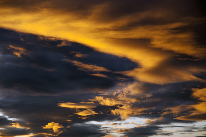 Dramatic stratocumulus clouds at sunset