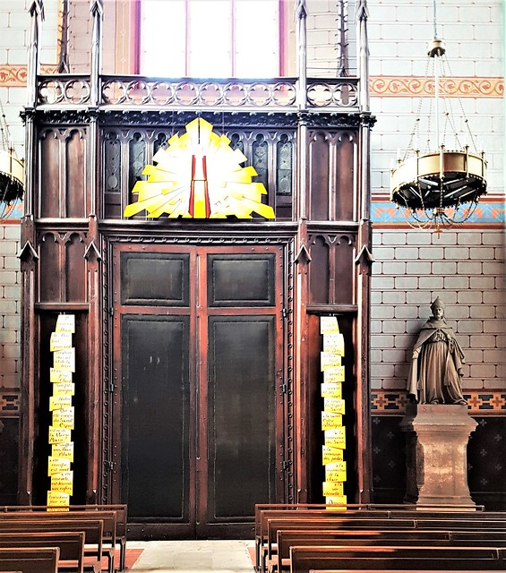 France, Agen - Interior front door in Eglise “Notre Dame du Bourg”