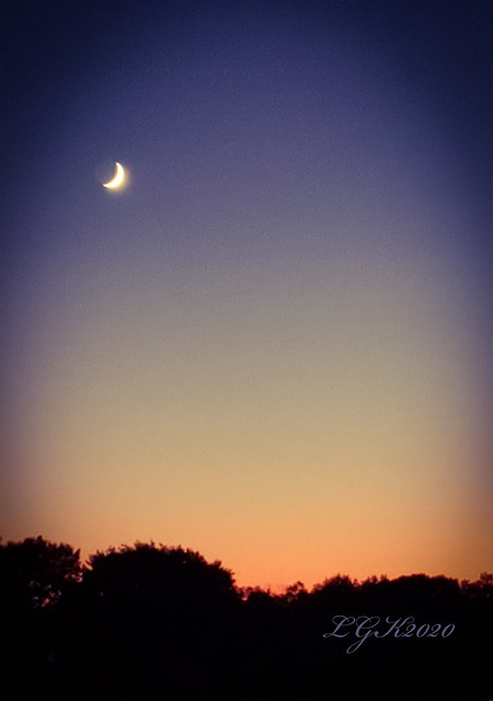 Crescent moon after sunset