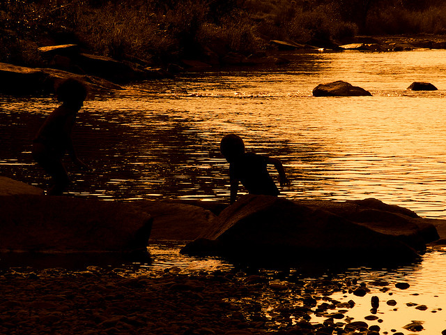 River Play at Sunset