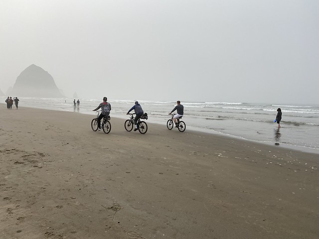 Cannon Beach, Oregon: it was foggy and a little smoky from the forest fires...