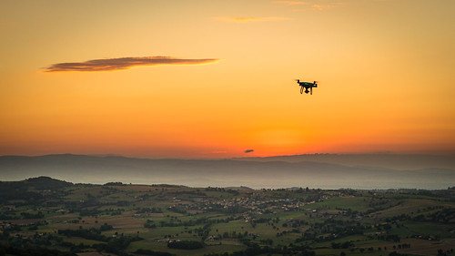 goldenhour drone landscape ciel nature coucherdesoleil contrast sky djiphatom4 fly tree orange sunset aveize rhône france
