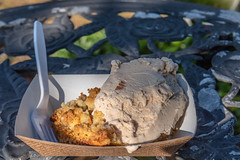 Close Up of Apple Pie with Crumb Top and Cinnamon Ice Cream from Mom's Pie House