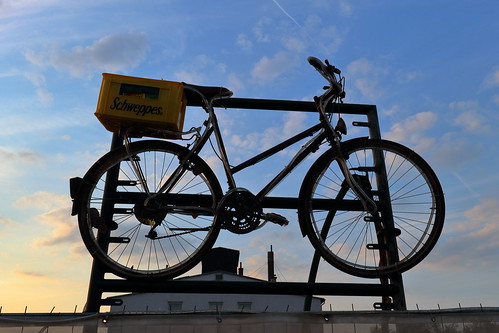dortmund dortmundharbor bicycle bike sunset germany herrwalter port sky contrail vapourtrail