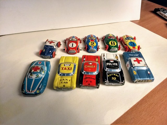 Miniature tin toy cars