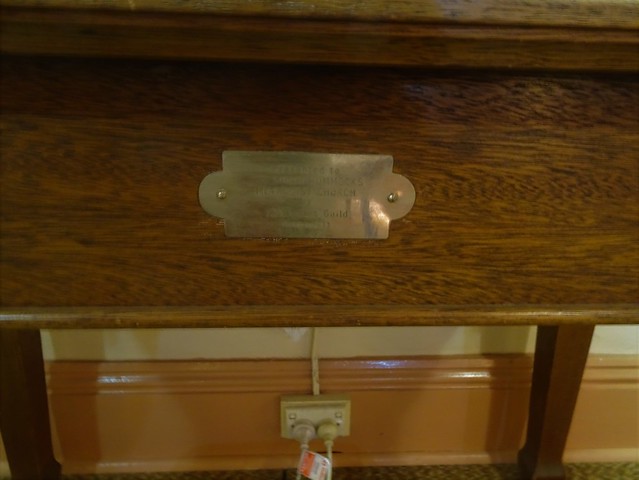 Lochiel. In the Uniting Church built in 1901 as a Methodist Church is this altar table presented to the South Hummocks Methodist Church in 1933. This is the plaque.