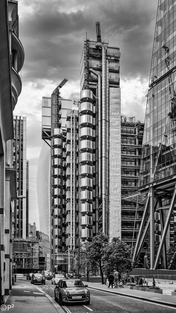 Black and White Photography Urban Wall Art Lloyds Building London Architecture Print