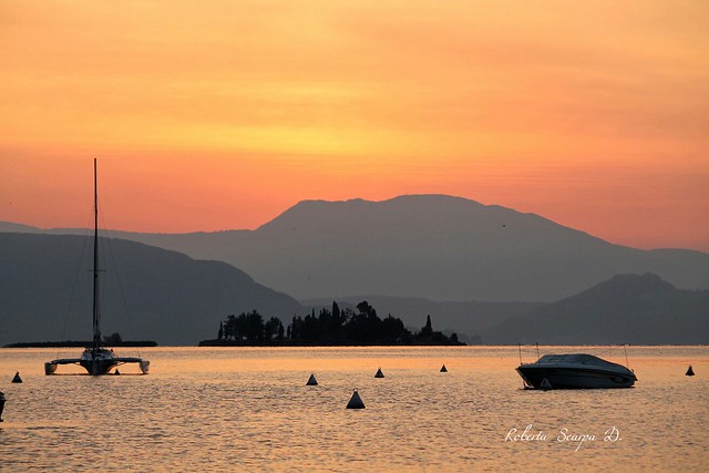 Sunset on lake Garda Rabbit Island