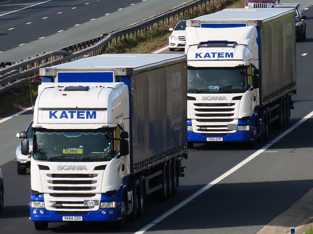 Katem Logistics, Scania R450s (YX64ZZO & PO15UTR) On The A1M Southbound