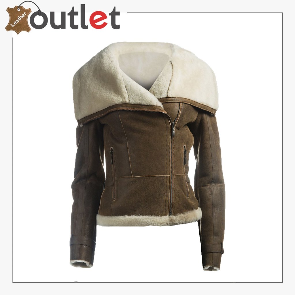 Women Oversize Fur Collar Leather Jacket | This lovely B3 ja… | Flickr