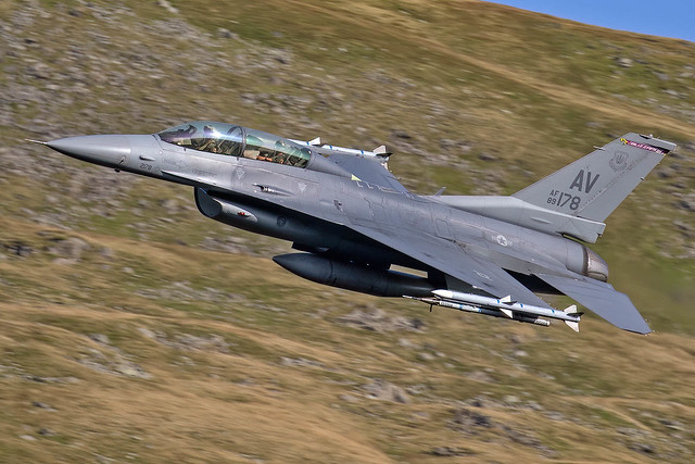 Buzzard F-16D from Aviano AF base, Italy on a sortie through the English Lakes. 2020