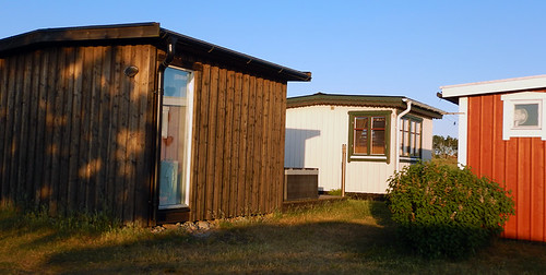 Packed with 8' x 16' summer houses at Falkenberg Beach in Sweden