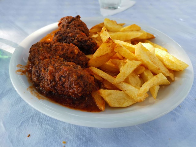 Soutzoukakia (Greek Meatballs) as served in the Blue Dolphin Tavern in Xerokampos 🇬🇷