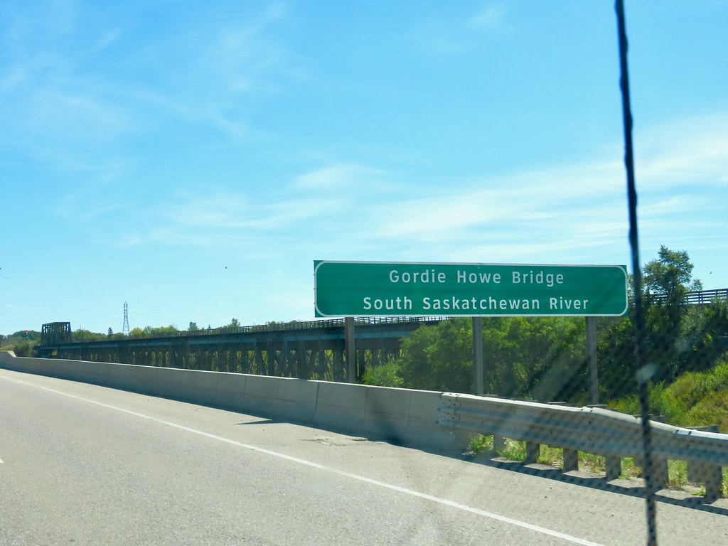 Day 2 -  Kindersley SK to Melfort Sk - Bridge named after Canadian hockey legend, Gordie Howe, near Saskatoon