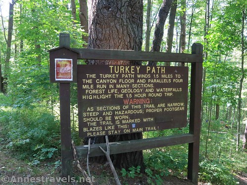 Sign at the Turkey Path Trailhead, Colton Point State Park, Pennsylvania