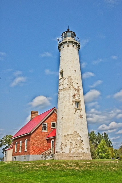 Tawas Point Lighthouse on Tawas Bay and Lake Huron