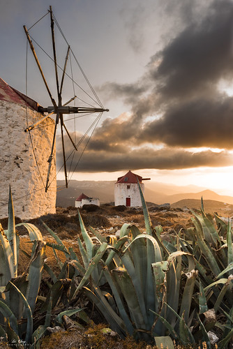 sunset amorgos windmill chora grèce cyclades