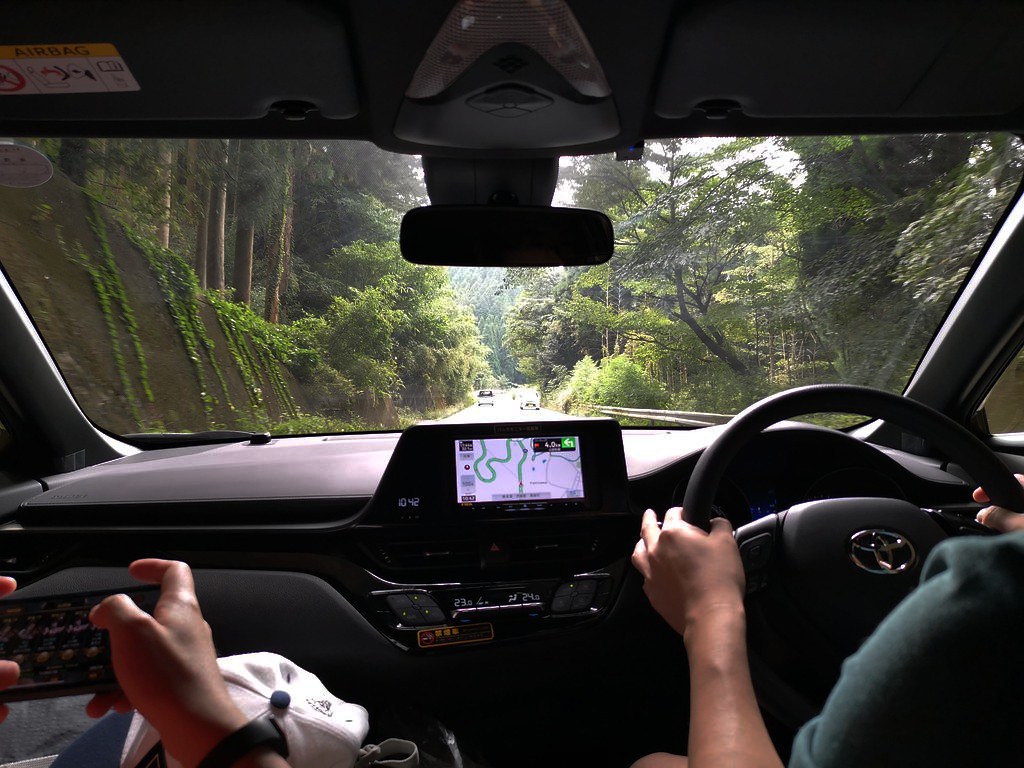 Driving through the lush Kyushu countryside