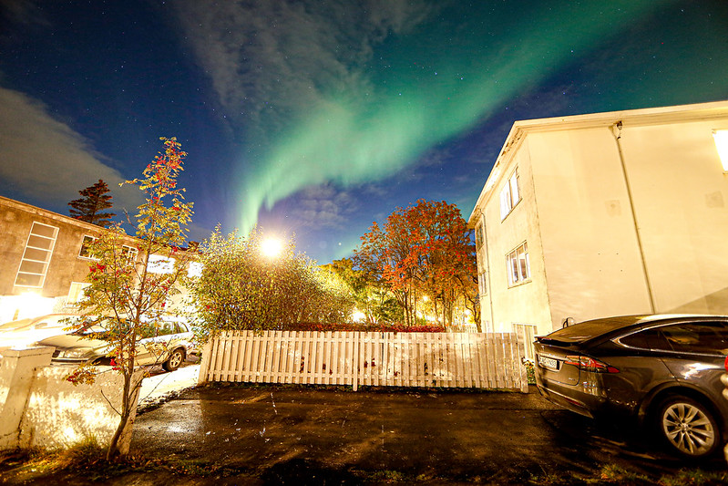 Auroras over Reykjavik tonight