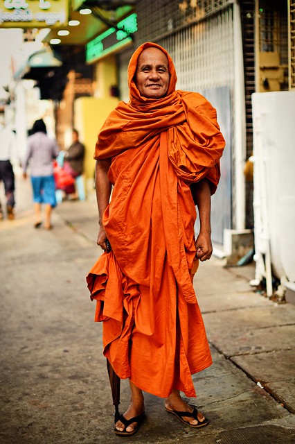 A portrait of smiling monk