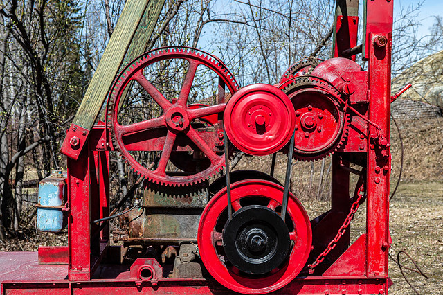 Red drilling rig