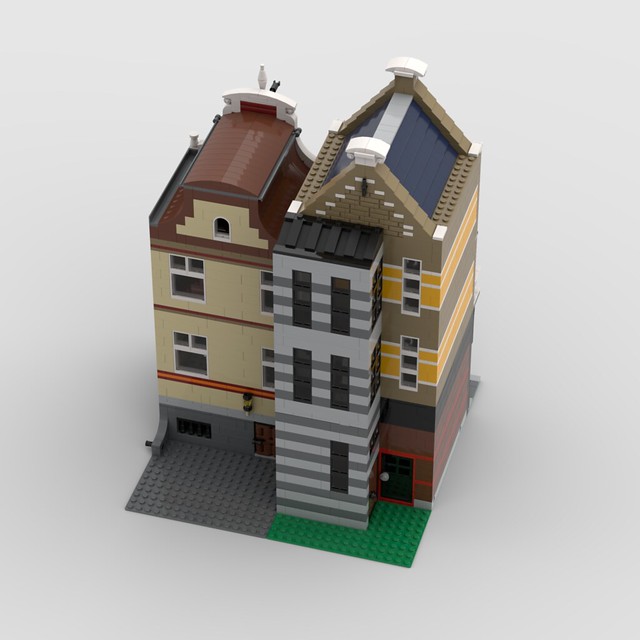 Lego MOC Modular • Bricksterdam Street • Coffee Shop & House
