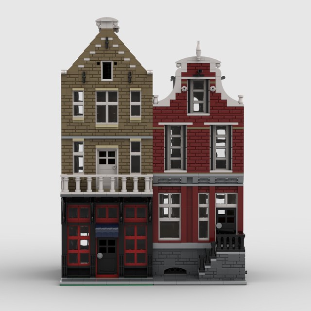 Lego MOC Modular • Bricksterdam Street • Coffee Shop & House